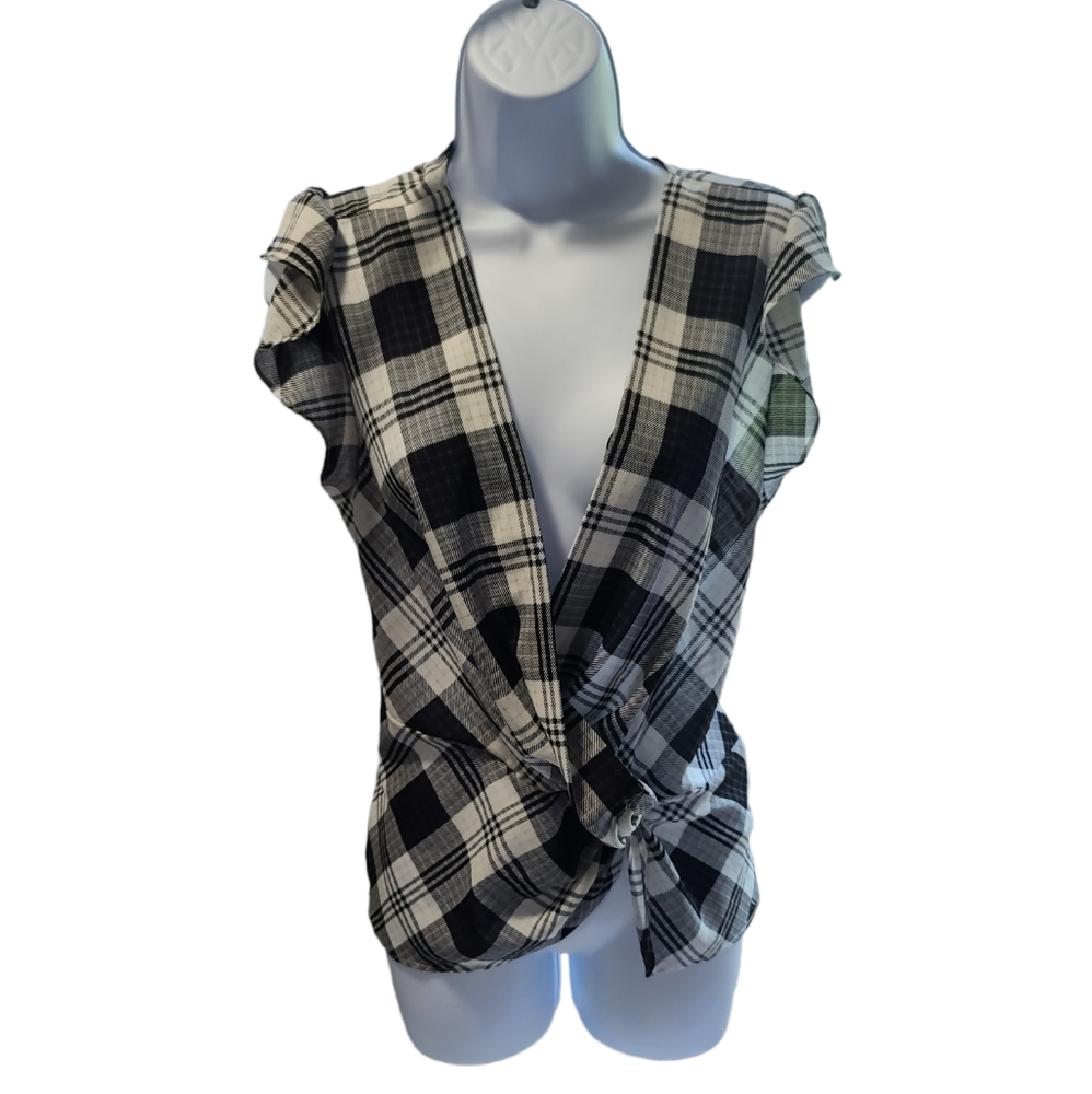 Laundry by Shelli Segal sz M black/white patter dress/casual polyester top